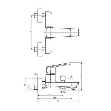 Змішувач для ванни TOPAZ LEXI TL 21101-H57-W