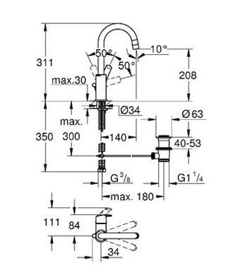 Смеситель для раковины Grohe Eurosmart 23537002 L-Size