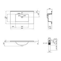 Раковина Qtap Albatross E49 900х490х200 White з донним клапаном QT01119090E49W