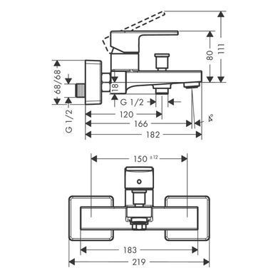 Змішувач для ванни Hansgrohe Vernis Shape 71450000