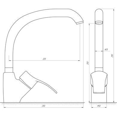 Змішувач для кухні Globus Lux QUEENSLAND GLQU-0203S-BIG-FRANK