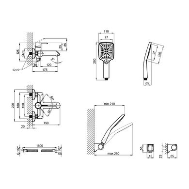 Змішувач для ванни Qtap Grand (з душовим гарнітуром) QTGRAWCR006 Chrome/White