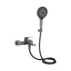 Змішувач для ванни Qtap Slavonice (з душовим гарнітуром) QTSLV259GMB48035 Gunmetal Black PVD